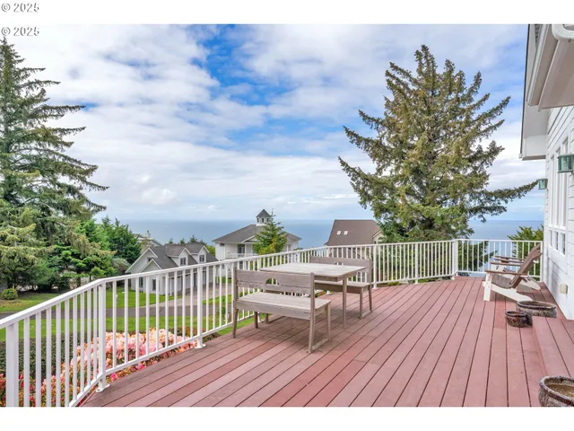 a view of a terrace with furniture