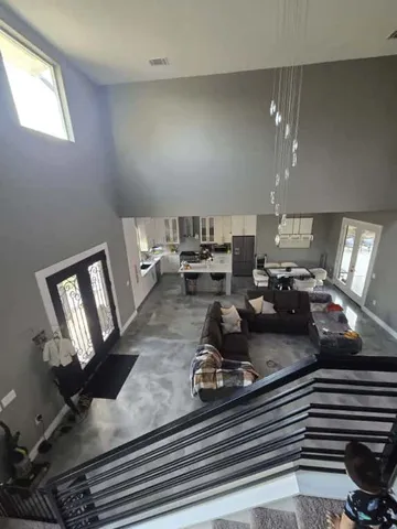 a living room with furniture