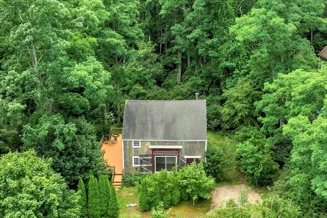 an aerial view of a house