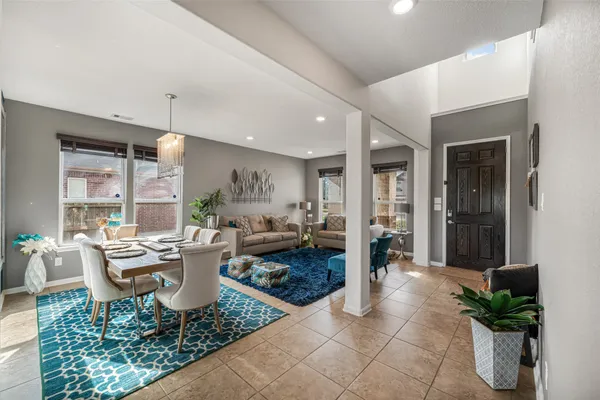 a living room with furniture