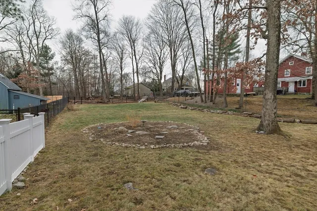 a view of a yard with trees