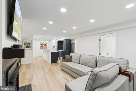 a living room with furniture and a couch