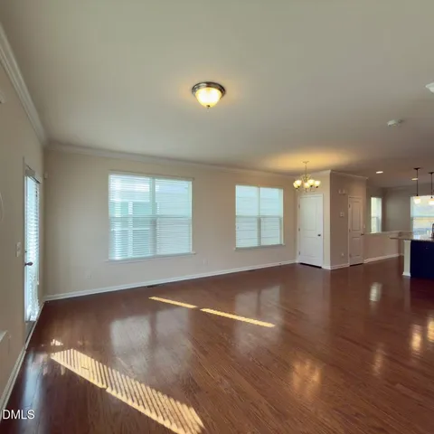 a view of a large building from a balcony
