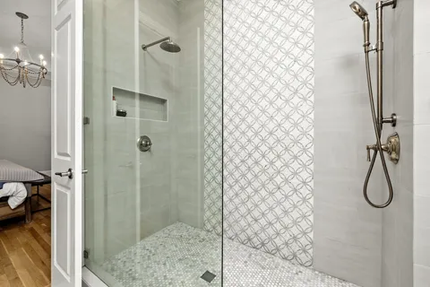 a bathroom with a shower