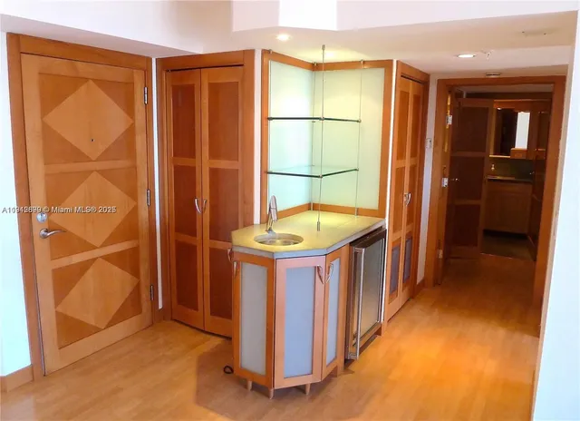a bathroom with a tub and shower