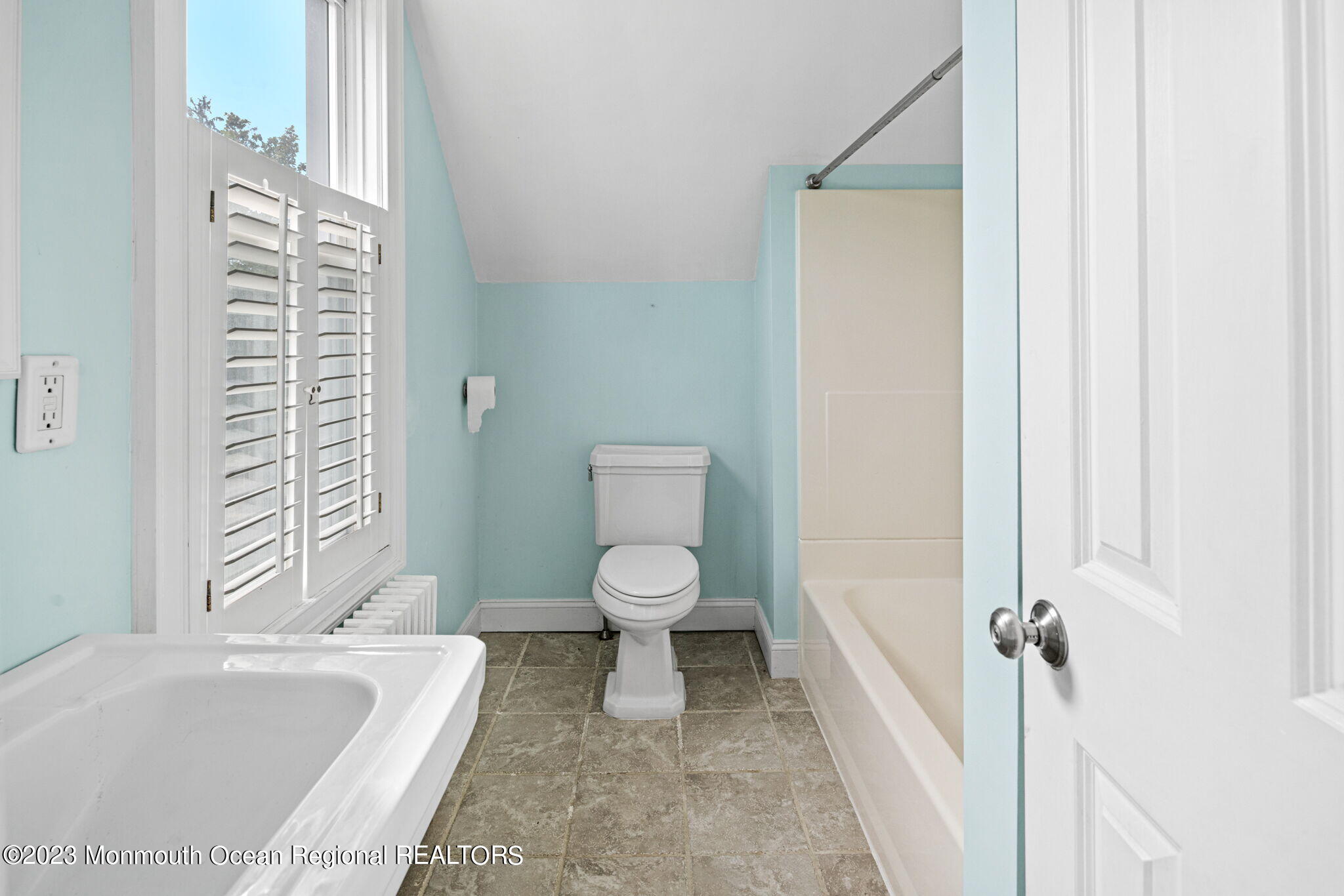 420 River Road Fair Haven, NJ 07704 - Photo 28 of 34 a bathroom with a granite countertop toilet a sink and a bathtub