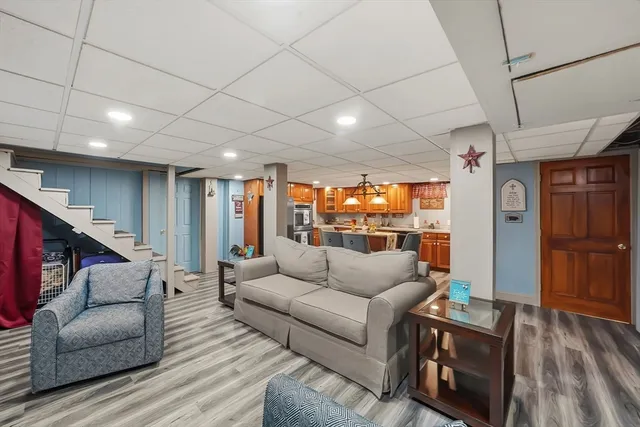 a living room with furniture