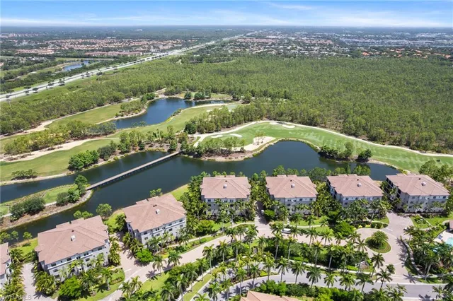 an aerial view of a swimming pool