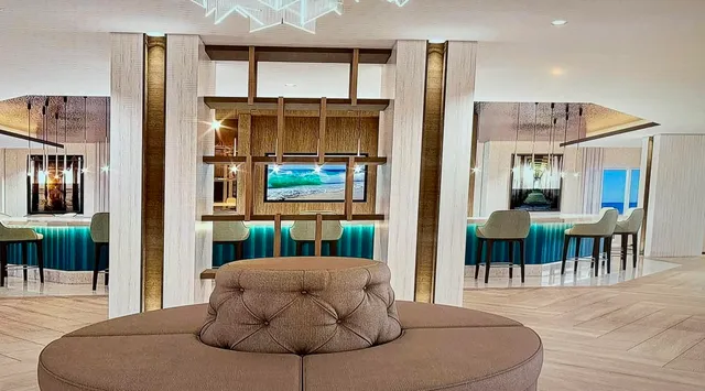 a view of balcony with ocean view