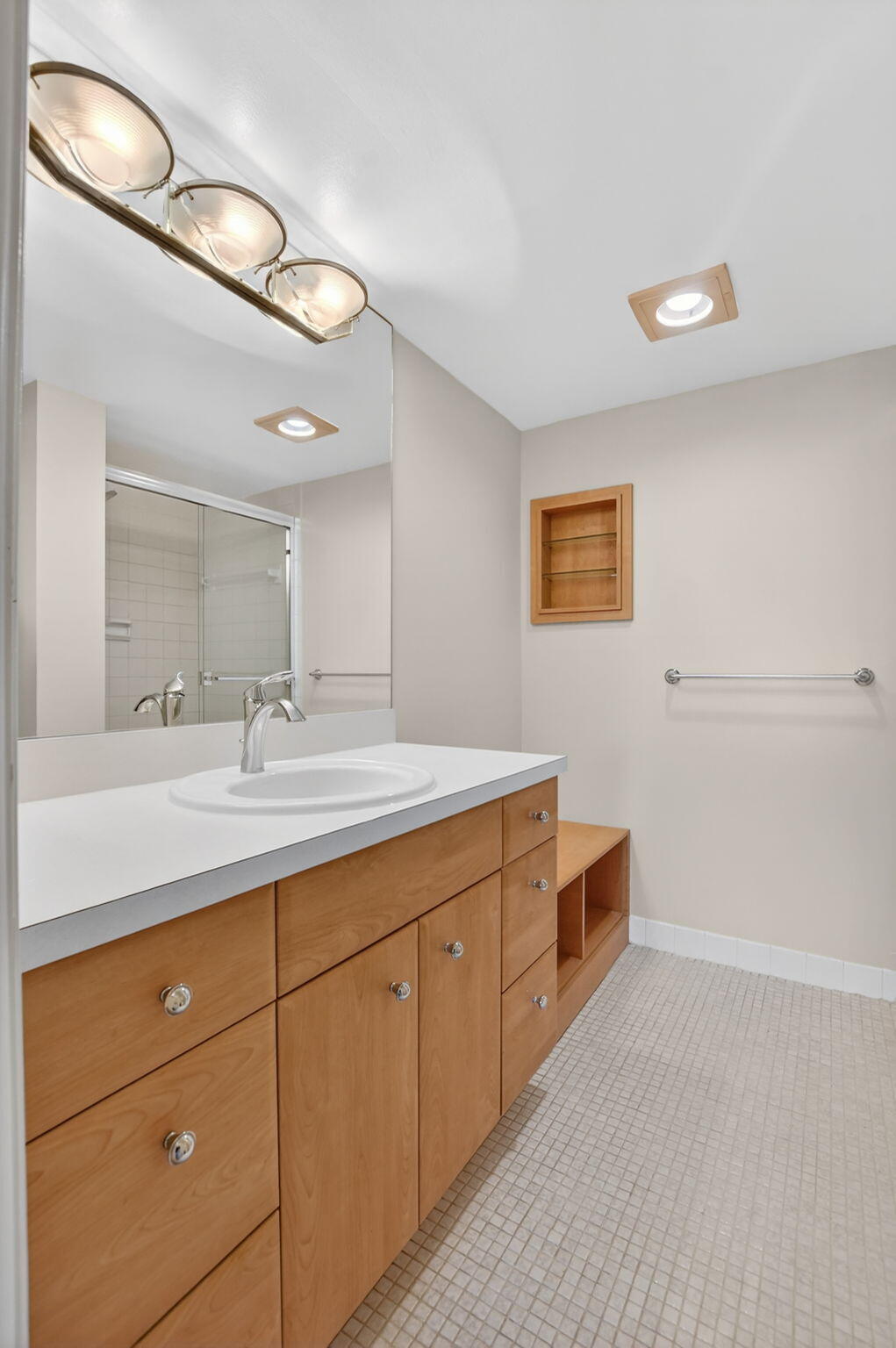 20 Royal Palm Way, Unit 602 Boca Raton, FL 33432 - Photo 26 of 56 a bathroom with a double vanity sink and a mirror