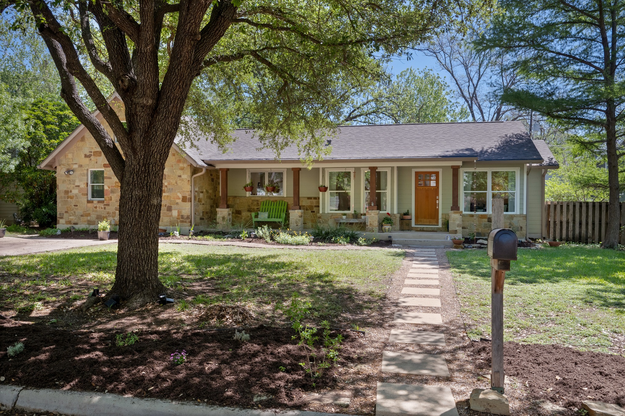 6103 Bull Creek Road Austin, TX 78757 - Photo 2 of 29 Ranch-style home with a porch and stone siding