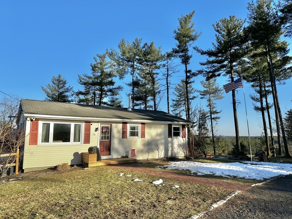 front view of a house with a tree in front of it