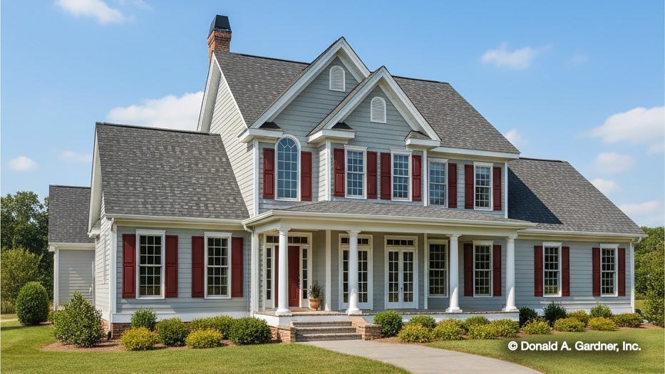 front view of a house with a yard