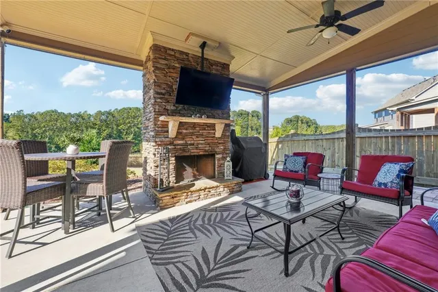 a outdoor living space with furniture