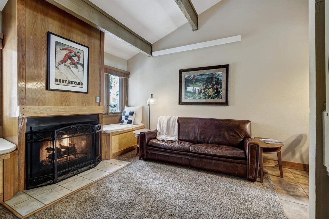 205 Primrose Path, Unit 3 Breckenridge, CO 80424 - Photo 6 of 32 a living room with furniture and a fireplace