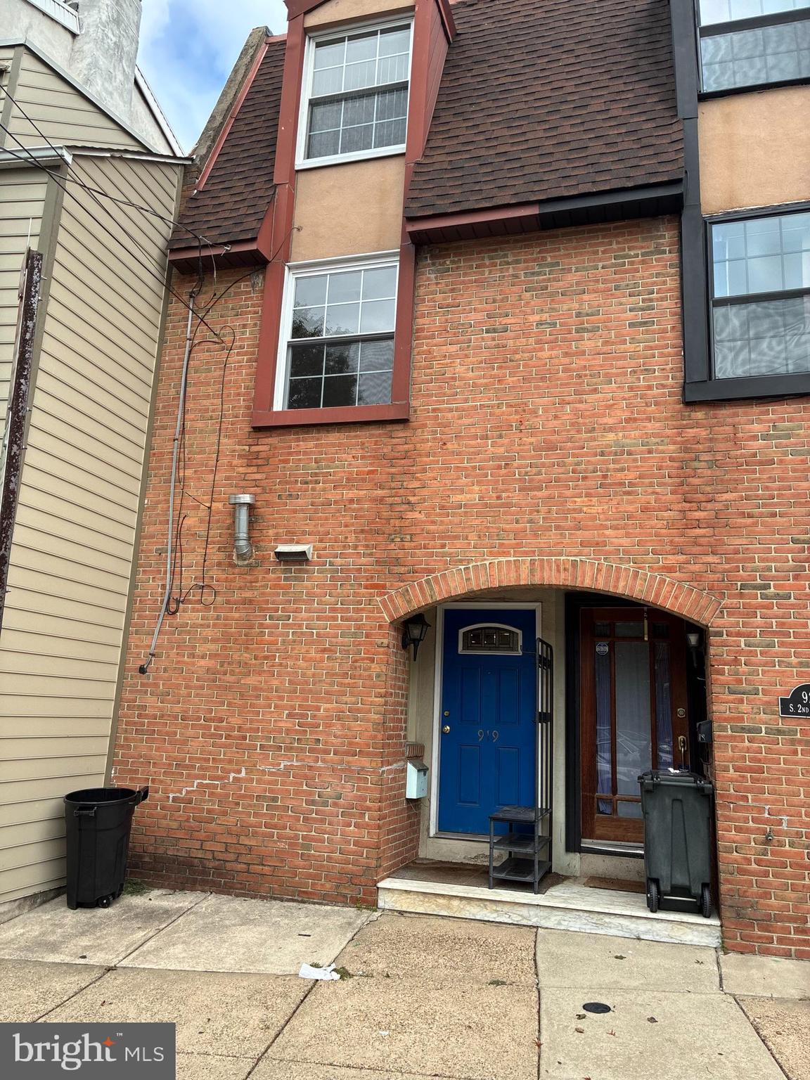a front view of a building with a window