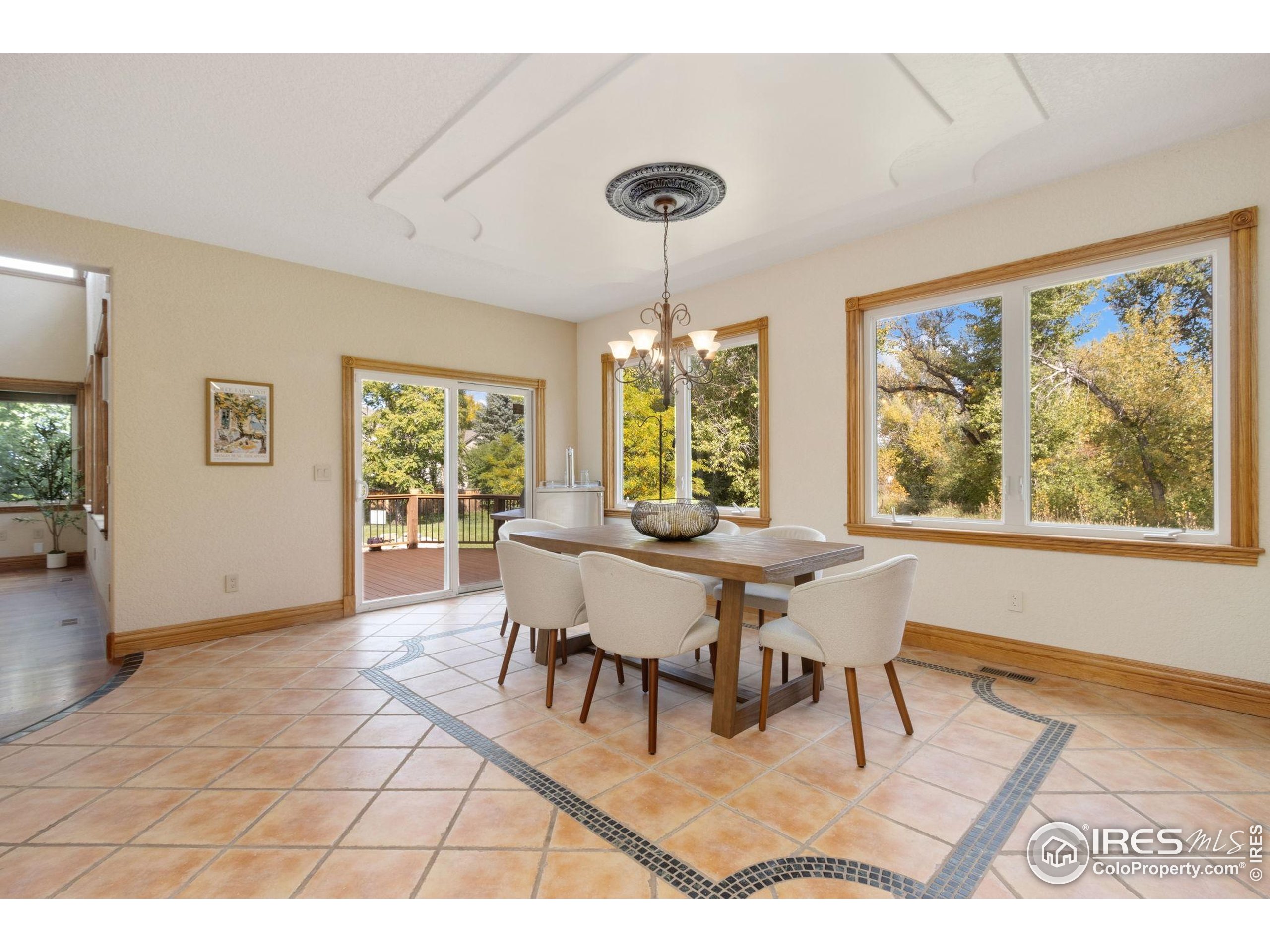 3908 Westfield Court Fort Collins, CO 80526 - Photo 12 of 45 a dining room with wooden floor and a window