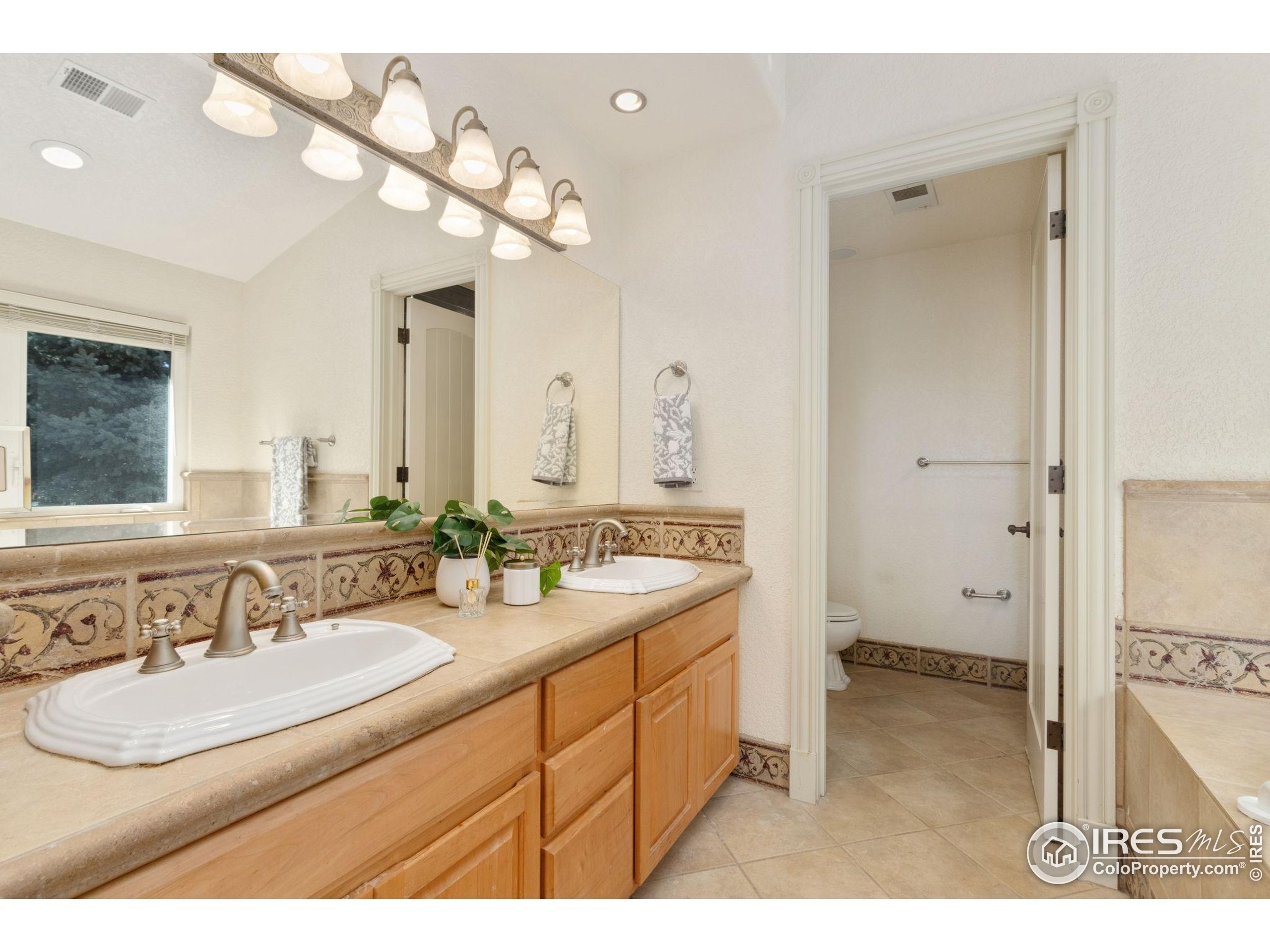 3908 Westfield Court Fort Collins, CO 80526 - Photo 23 of 45 a bathroom with a sink a vanity a mirror and a shower