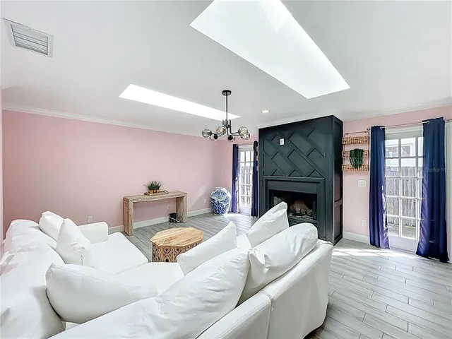 a view of a room with racks on the wall