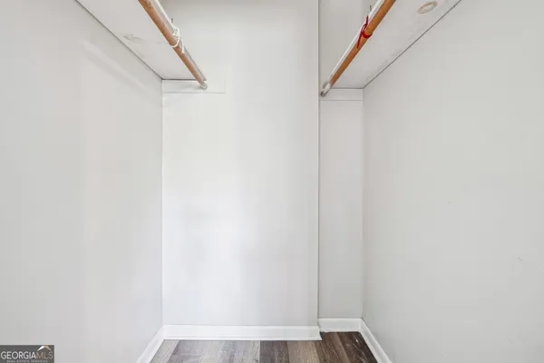 a view of small space with racks on the wall