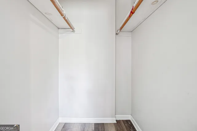 a view of small space with racks on the wall