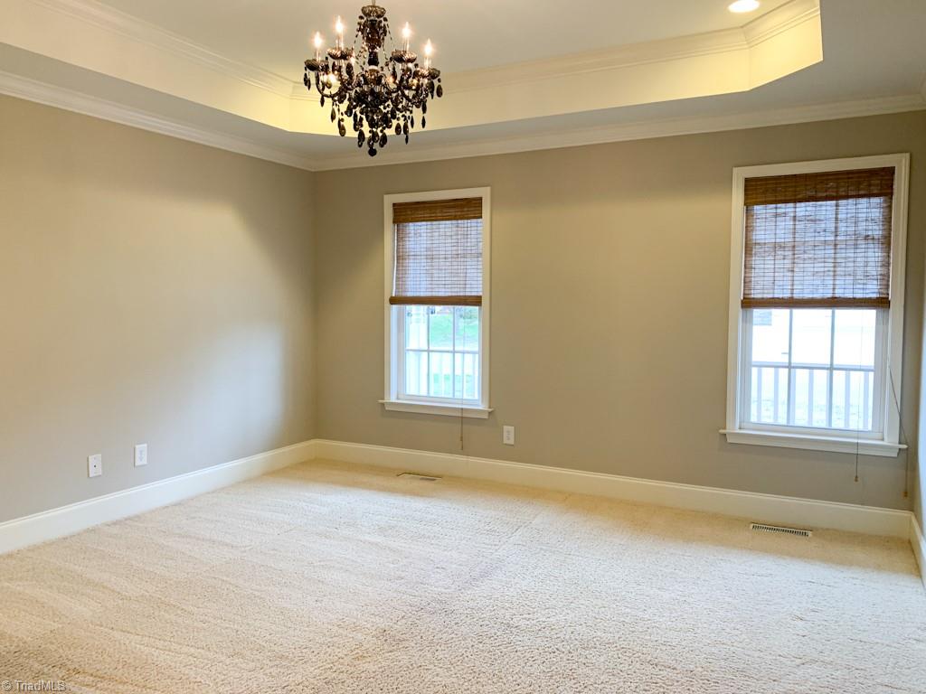 516 Barnsdale Ridge Road Kernersville, NC 27284 - Photo 14 of 36 Primary 1st Floor Bedroom with Tray Ceiling and Recessed Lighting.
