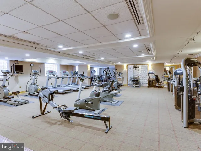 a view of a room with gym equipment