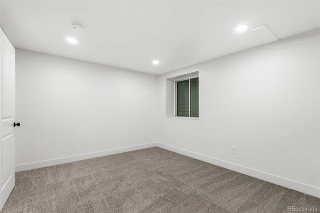 an empty room with a workbench