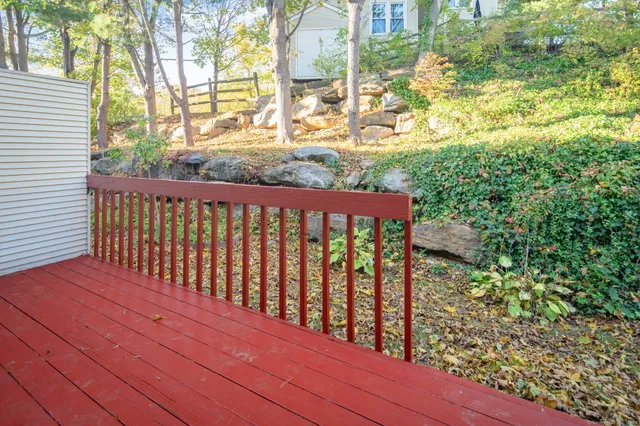 a view of wooden balcony