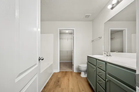 a bathroom with a sink a mirror and a toilet