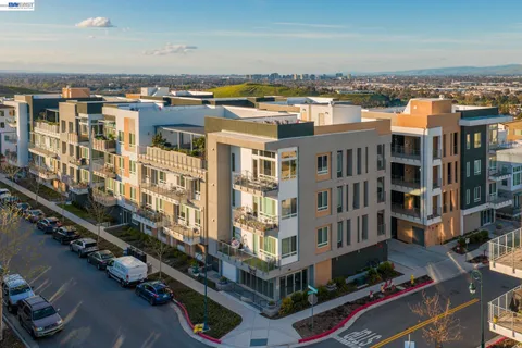 a city view with tall buildings