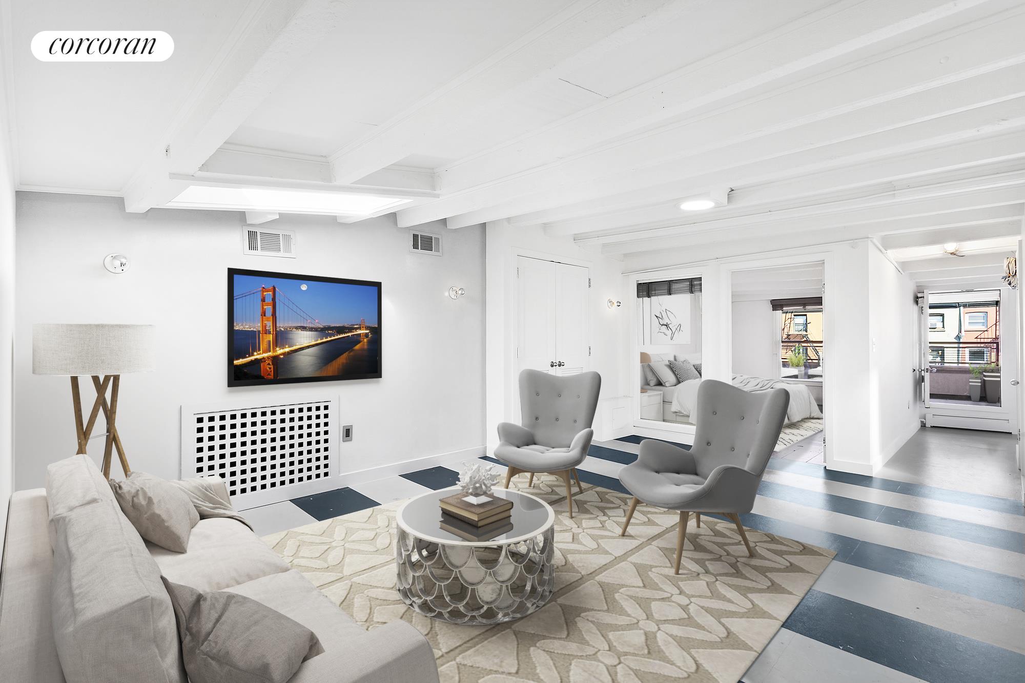 33 2nd Place, Unit PH Brooklyn, NY 11231 - Photo 1 of 1 a living room with furniture and a wooden floor