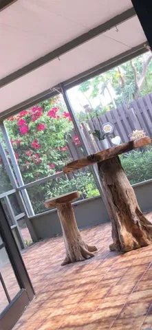 a view of outdoor space with seating space