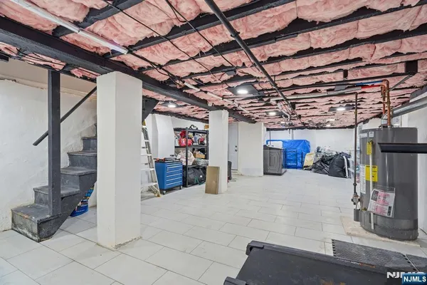 a view of a storage room with shelves