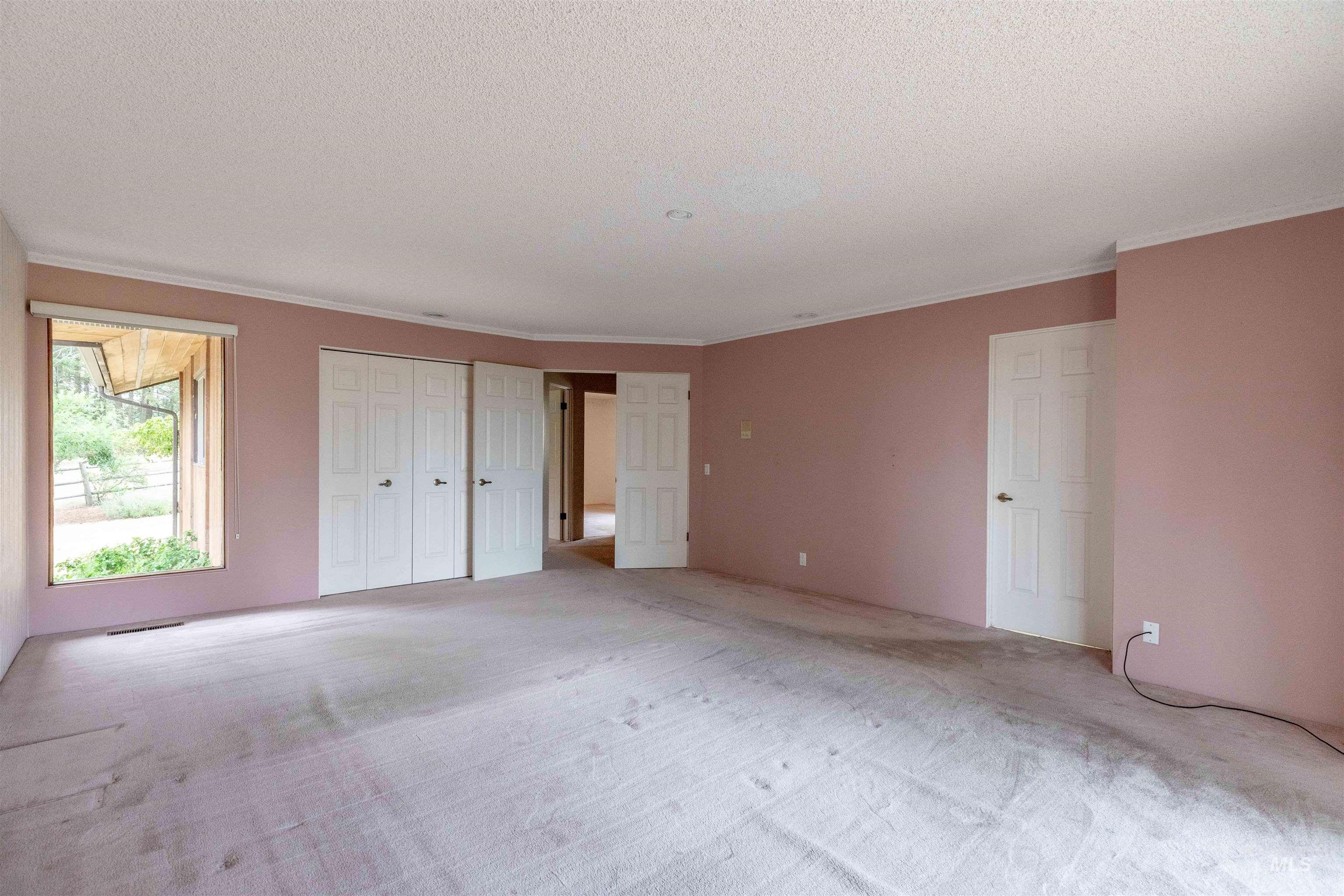 1050 Paradise Ridge Road Moscow, ID 83843 - Photo 21 of 49 Unfurnished bedroom featuring light carpet, a closet, and ornamental molding