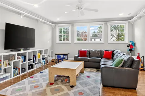 a bathroom with a shower and a toilet