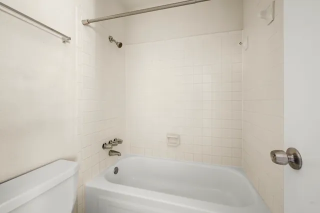 a bathroom with a bathtub
