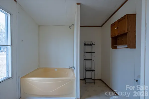 a bathroom with a bathtub