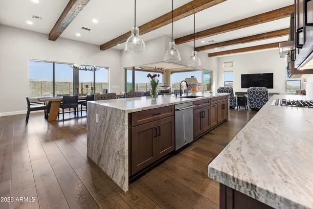 a kitchen with lots of counter top space