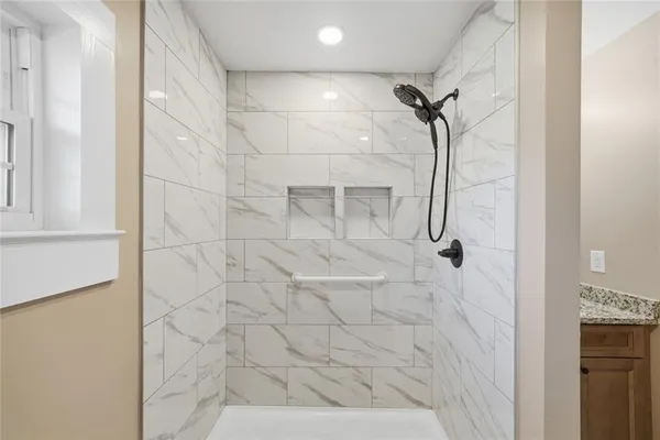 a bathroom with a shower