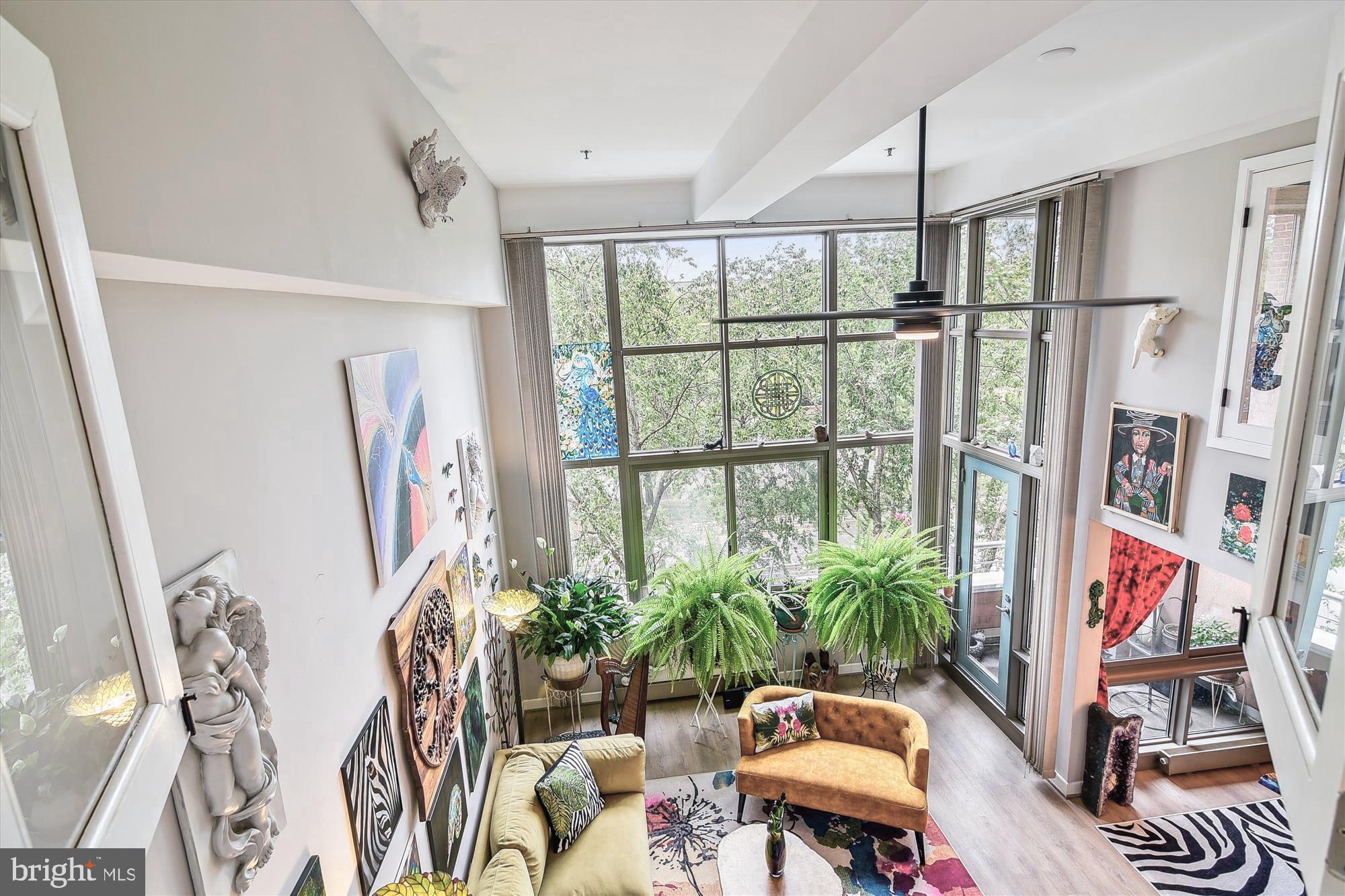 2901 Boston Street, Unit 206 Baltimore, MD 21224 - Photo 29 of 65 a living room with furniture and a potted plant