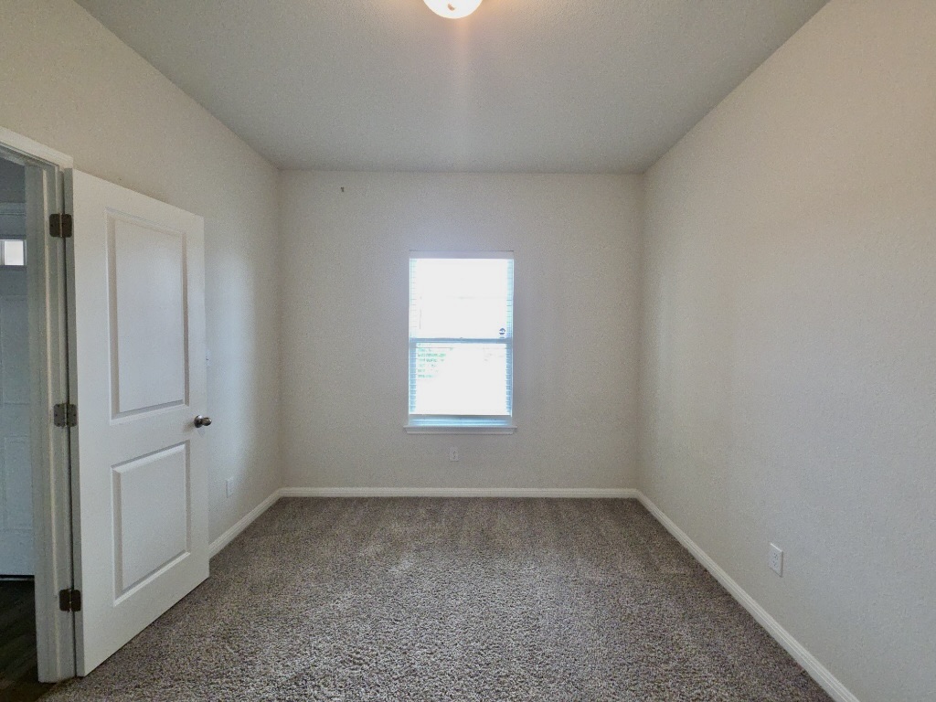 110 Grapefruit Road Hutto, TX 78634 - Photo 24 of 28 Office with neutral tone walls and carpet flooring, featuring a single window with blinds and a ceiling-mounted light fixture