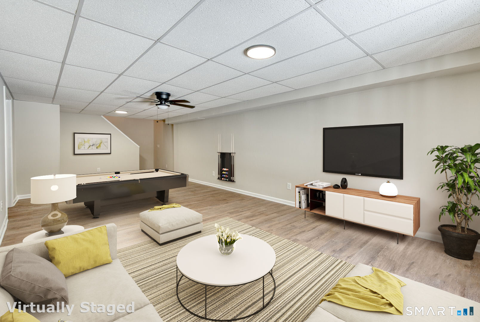 159 Jennifer Lane, Unit 159 Newtown, CT 06482 - Photo 26 of 29 a living room with furniture and a flat screen tv