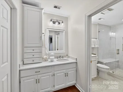 a bathroom with a toilet a sink and mirror