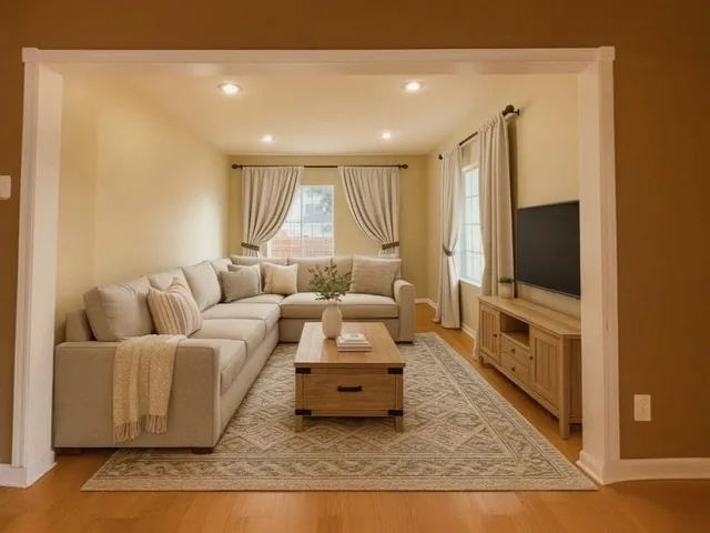 a living room with furniture and a flat screen tv