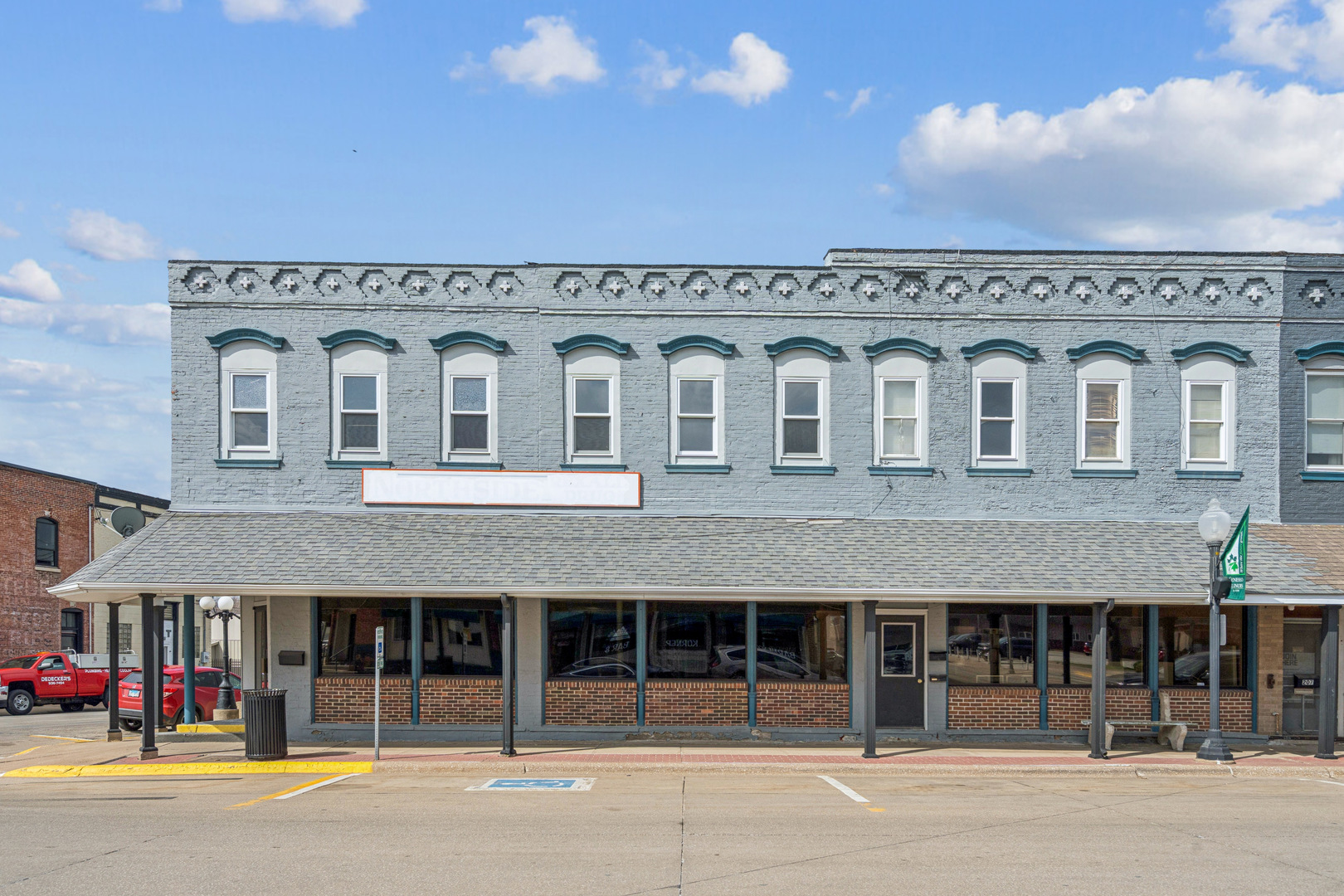 a front view of a building