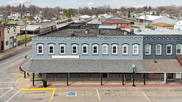 a front view of a multi story building