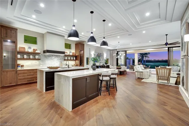 a kitchen with stainless steel appliances lots of counter top space