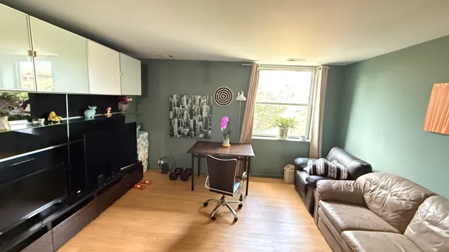 a living room with furniture rug and window