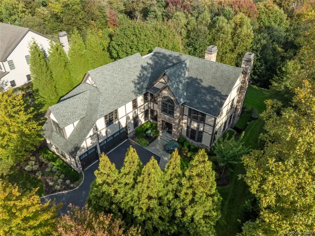 an aerial view of a house